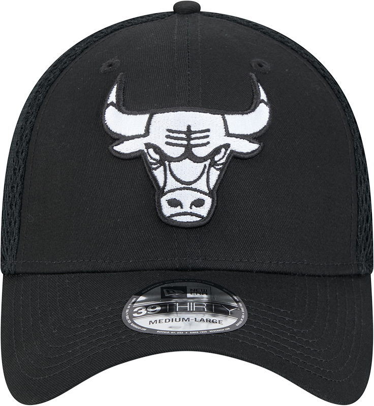 Men’s Chicago Bulls New Era Black and White Neo 39THIRTY Flex Fit Hat