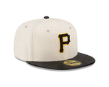 Pittsburgh Pirates Cream/Black Leather Visor New Era 59FIFTY Fitted Hat - Pro Jersey Sports