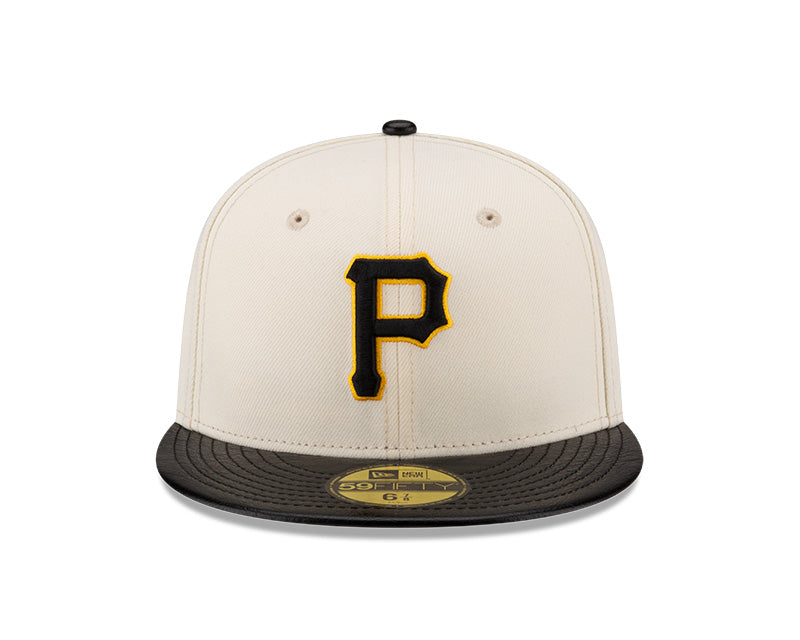 Pittsburgh Pirates Cream/Black Leather Visor New Era 59FIFTY Fitted Hat