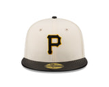 Pittsburgh Pirates Cream/Black Leather Visor New Era 59FIFTY Fitted Hat - Pro Jersey Sports