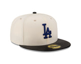 Los Angeles Dodgers Cream/Black Leather Visor New Era 59FIFTY Fitted Hat - Pro Jersey Sports