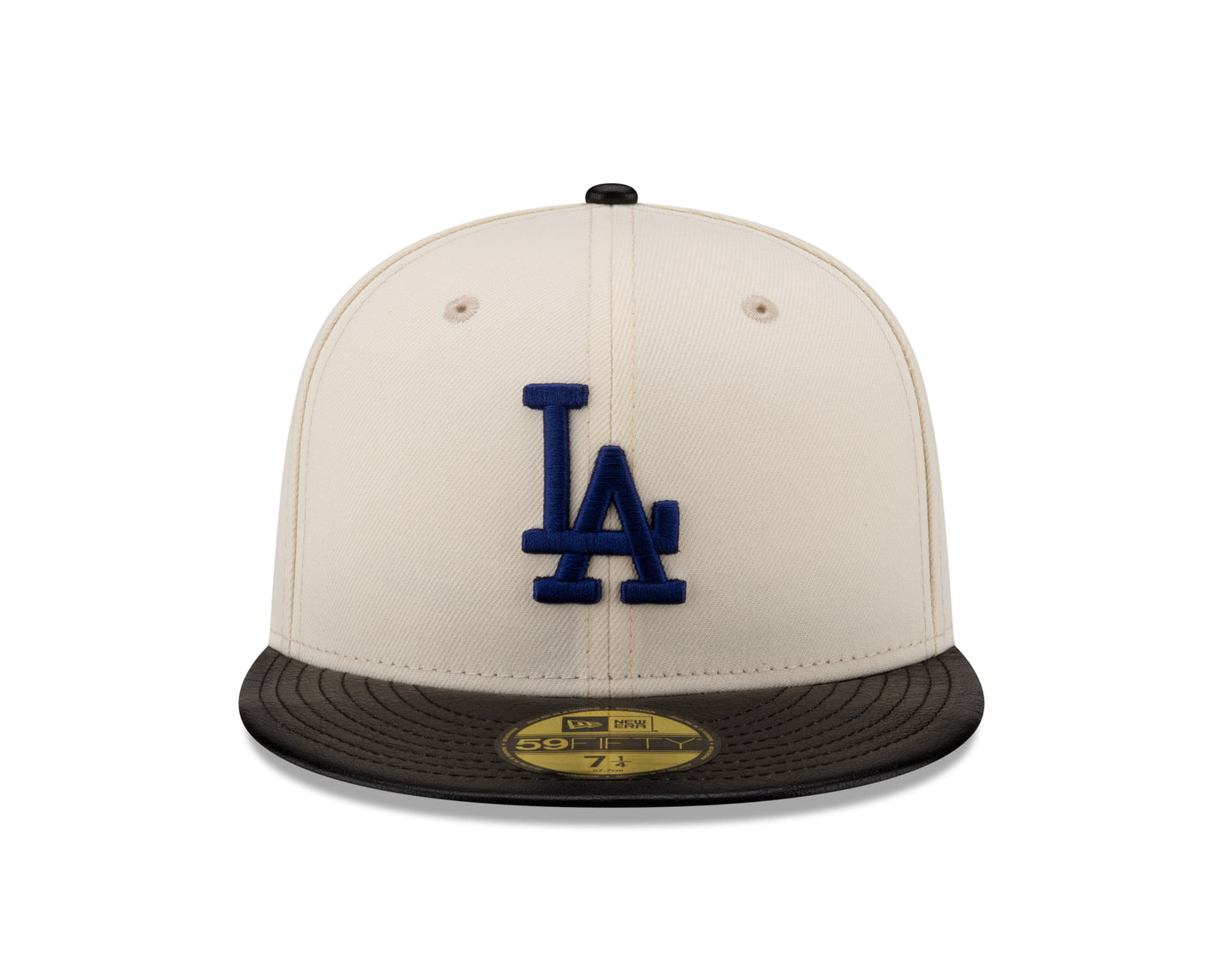Los Angeles Dodgers Cream/Black Leather Visor New Era 59FIFTY Fitted Hat