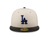 Los Angeles Dodgers Cream/Black Leather Visor New Era 59FIFTY Fitted Hat - Pro Jersey Sports