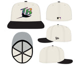 Tampa Bay Devil Rays Cooperstown Collection Cream/Black Leather Visor New Era 59FIFTY Fitted Hat - Pro Jersey Sports