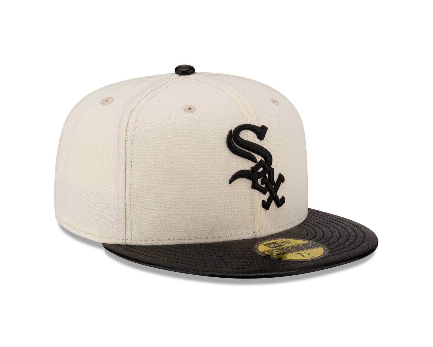 Chicago White Sox Cream/Black Leather Visor New Era 59FIFTY Fitted Hat