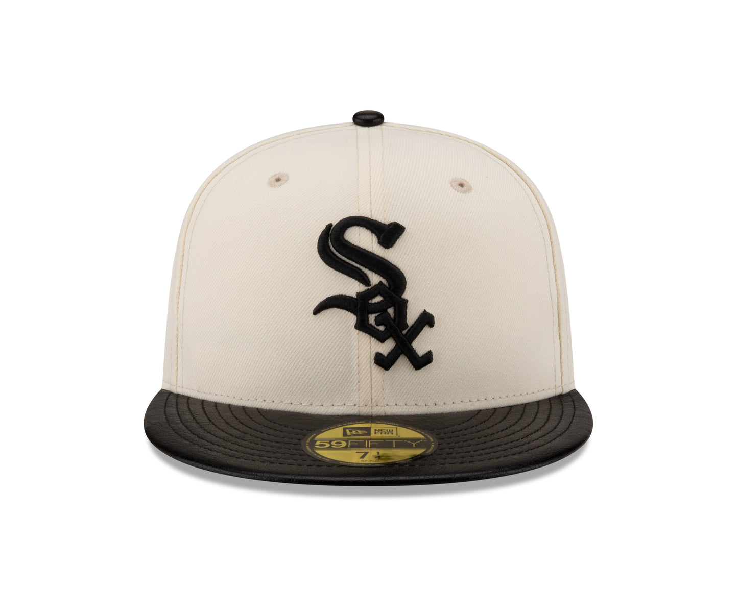 Chicago White Sox Cream/Black Leather Visor New Era 59FIFTY Fitted Hat