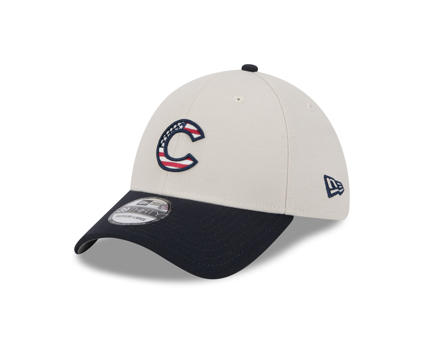 Chicago Cubs New Era Stone/Navy 2024 4th of July 39THIRTY Flex Hat