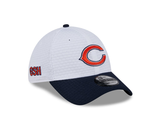 Chicago Bears New Era 2024 NFL Training Camp White/Navy Secondary Logo 39THIRTY Flex Hat