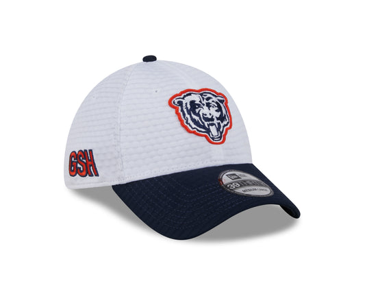 Chicago Bears New Era 2024 NFL Training Camp Primary Logo White/Navy 39THIRTY Flex Hat