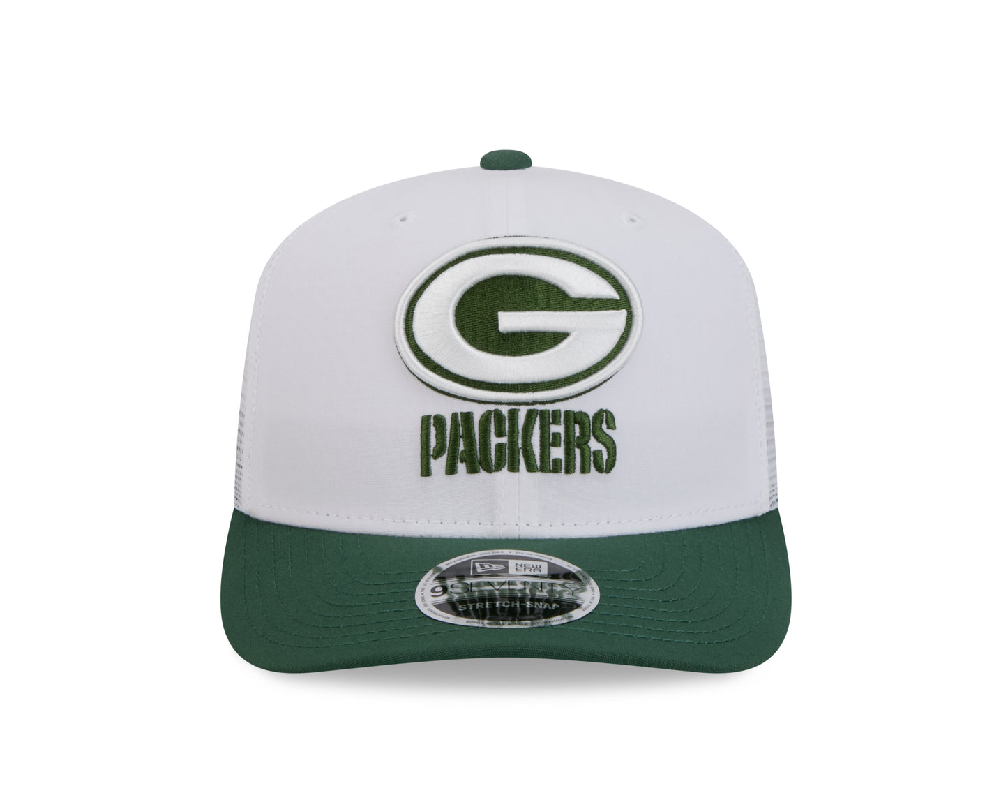 Men's Green Bay Packers New Era White/Green 2024 NFL Training Camp 9SEVENTY Trucker Hat