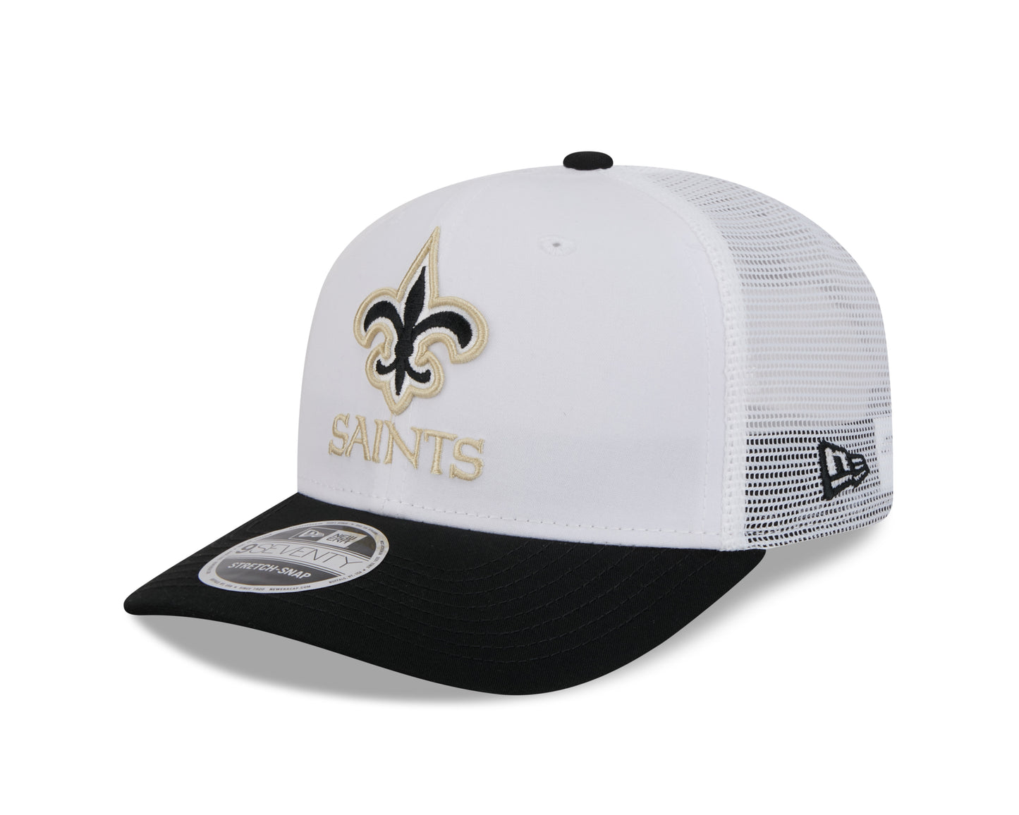 Men's New Orleans Saints New Era White/Black 2024 NFL Training Camp 9SEVENTY Trucker Hat