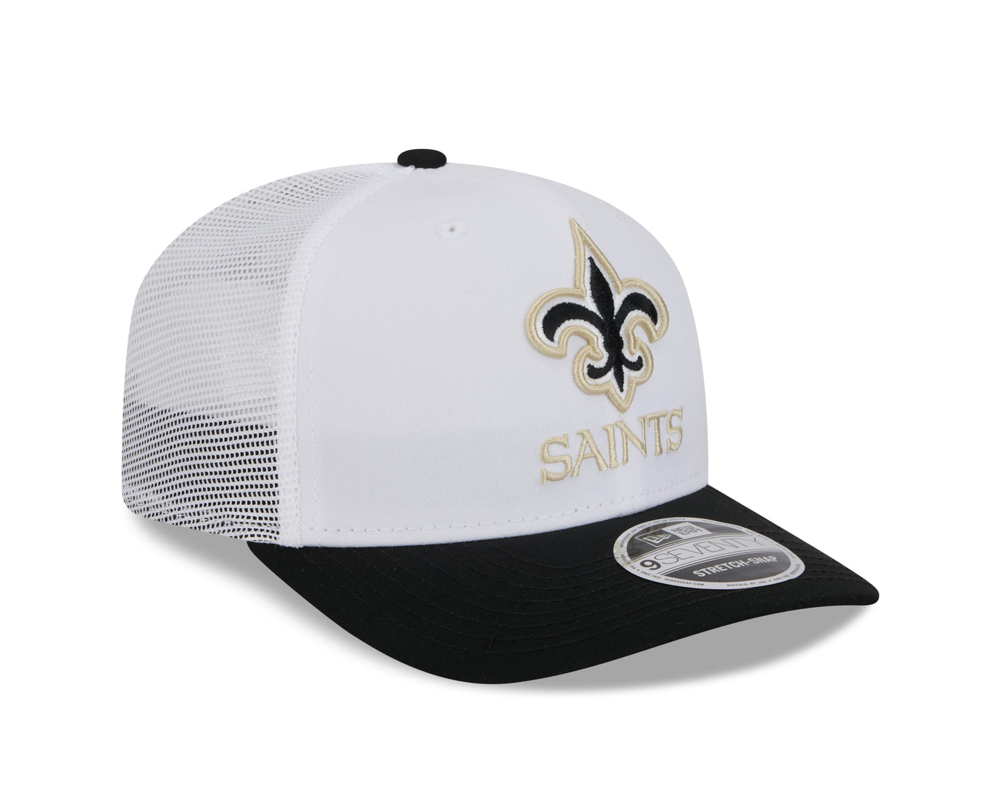 Men's New Orleans Saints New Era White/Black 2024 NFL Training Camp 9SEVENTY Trucker Hat