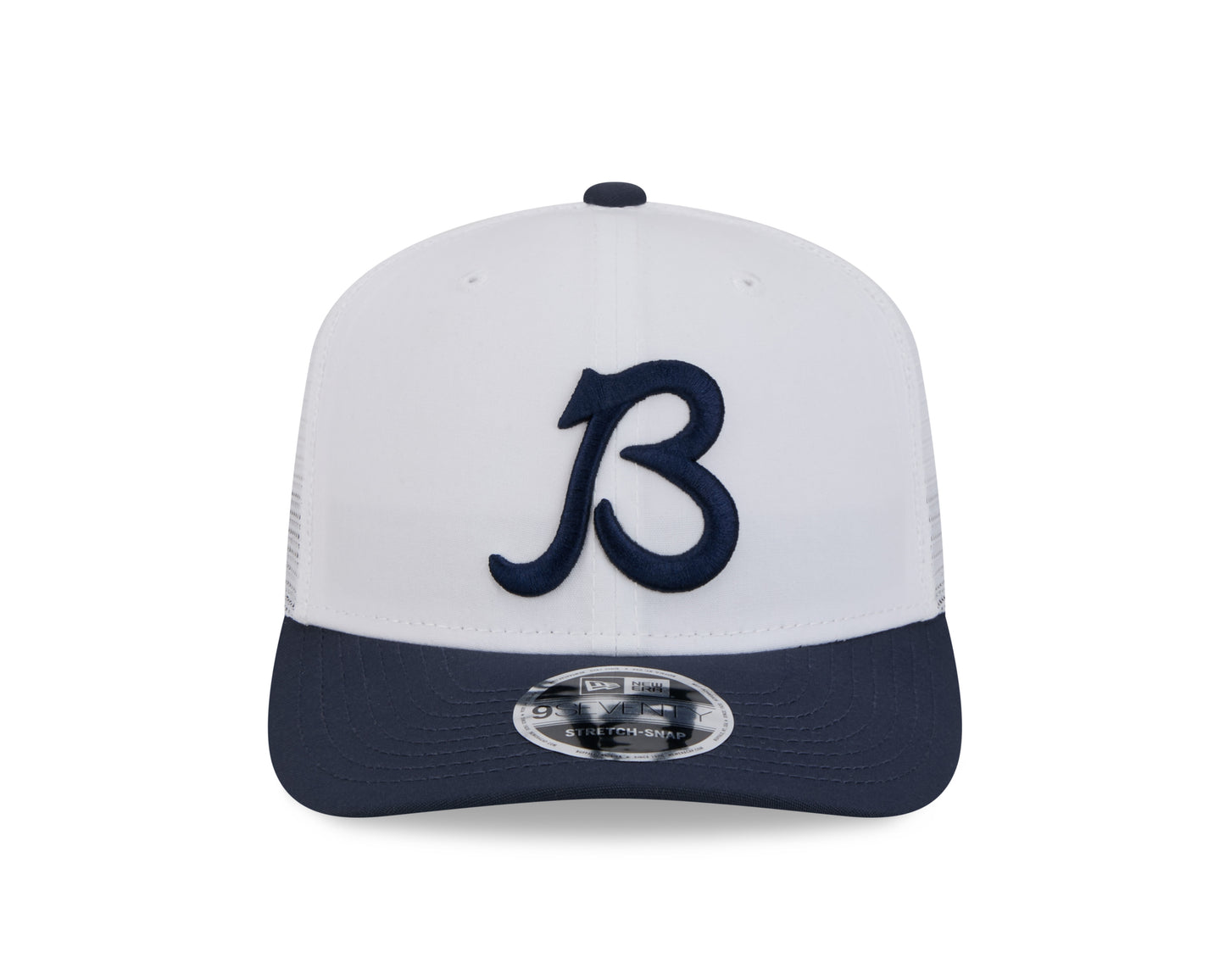 Men's Chicago Bears New Era White/Navy 2024 NFL Training Camp B Logo 9SEVENTY Trucker Hat