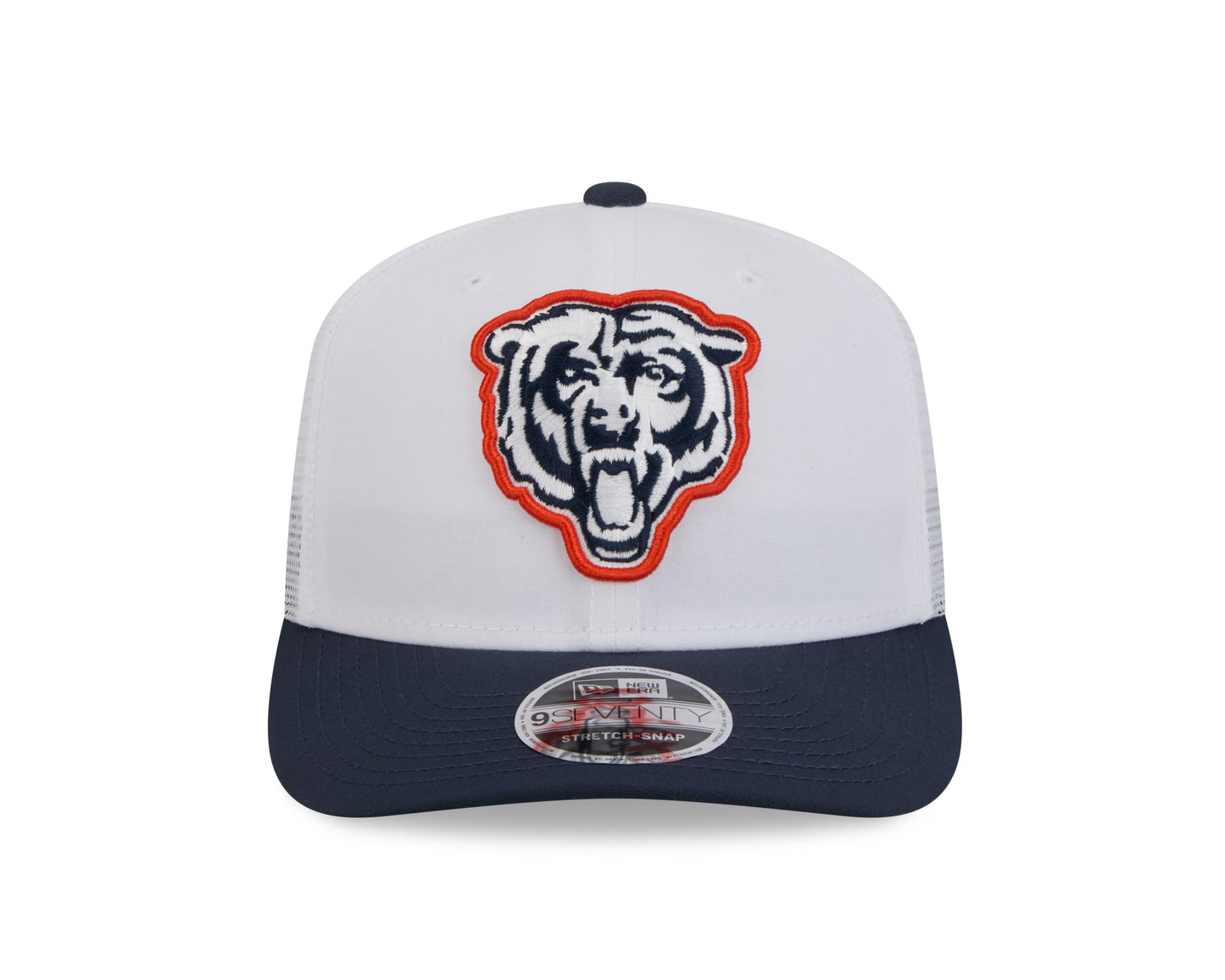 Men's Chicago Bears New Era White/Navy 2024 NFL Training Camp Primary Logo 9SEVENTY Trucker Hat
