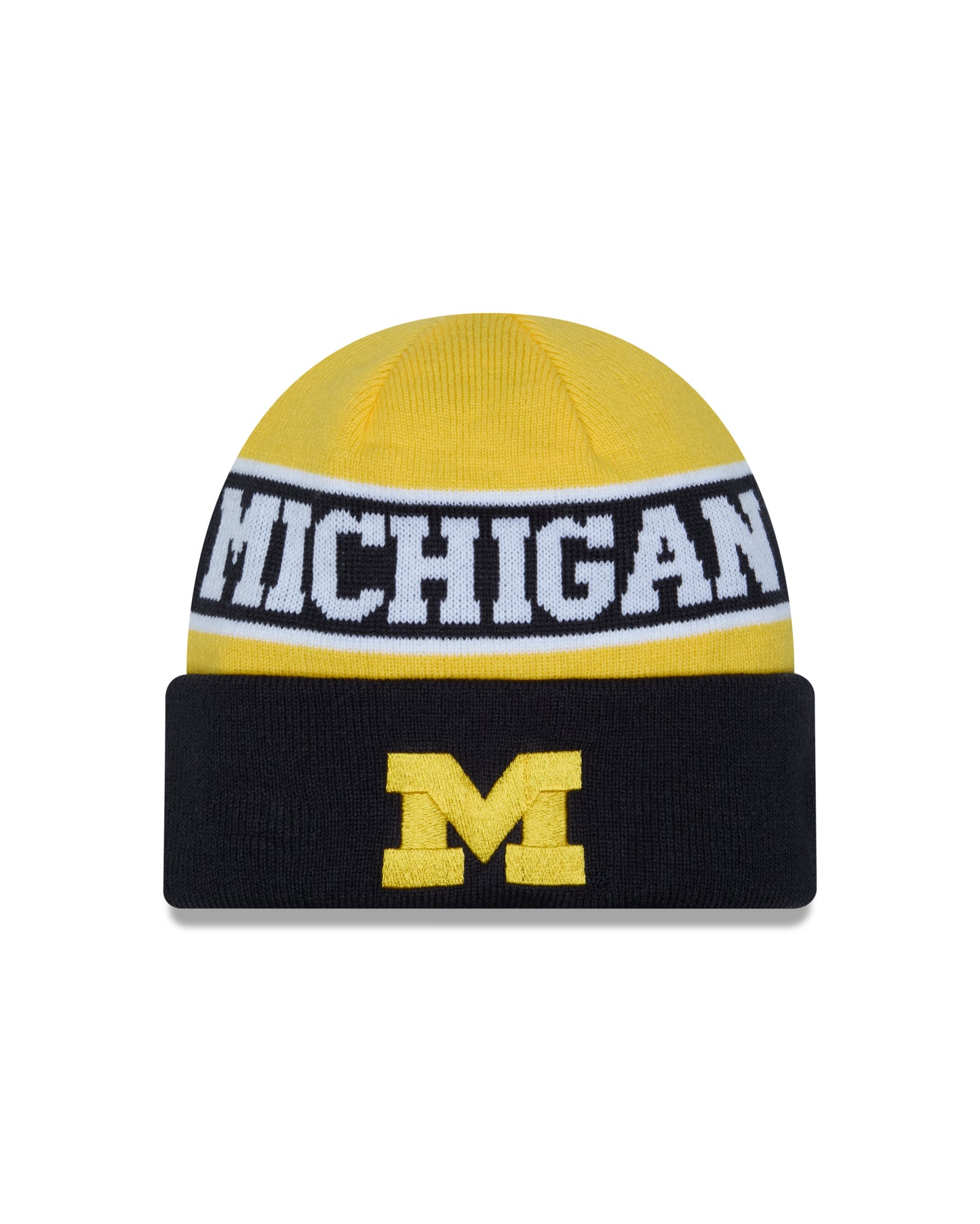 Men's Michigan Wolverines New Era Maize and Blue Reversible Cuffed Knit Hat