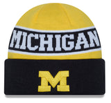 Men's Michigan Wolverines New Era Maize and Blue Reversible Cuffed Knit Hat - Pro Jersey Sports