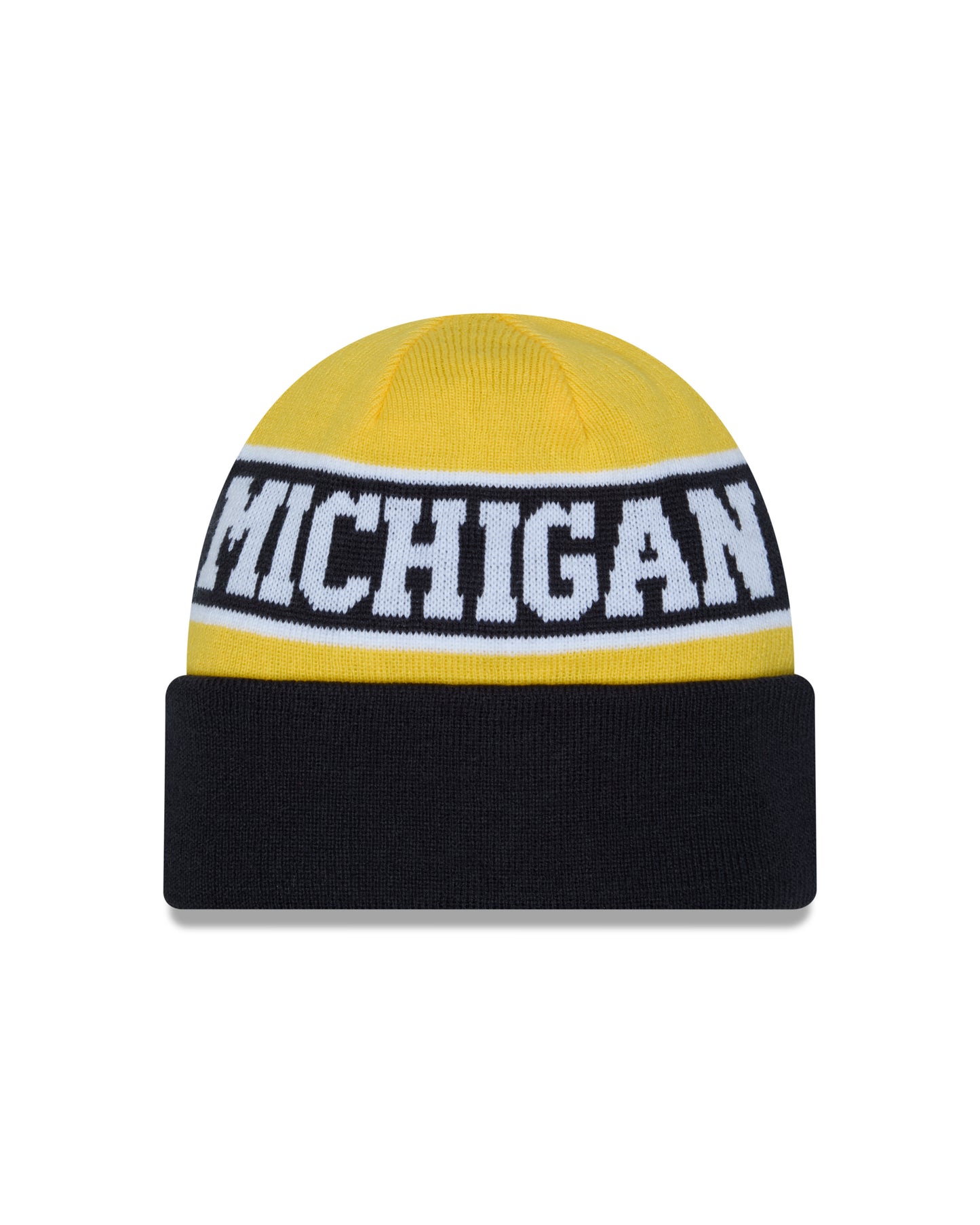 Men's Michigan Wolverines New Era Maize and Blue Reversible Cuffed Knit Hat