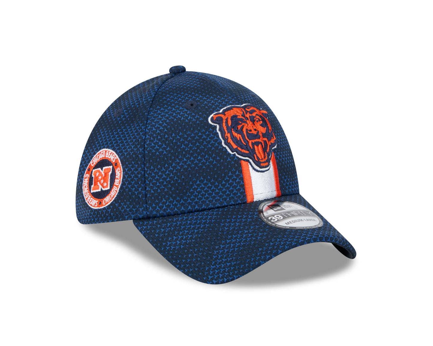 Men's Chicago Bears New Era 2024 Sideline Navy Primary Logo 39THIRTY Flex Hat