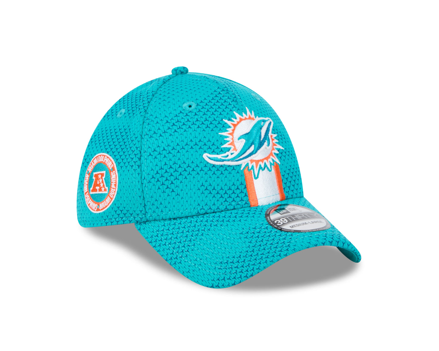 Men's Miami Dolphins New Era 2024 Sideline Aqua 39THIRTY Flex Hat