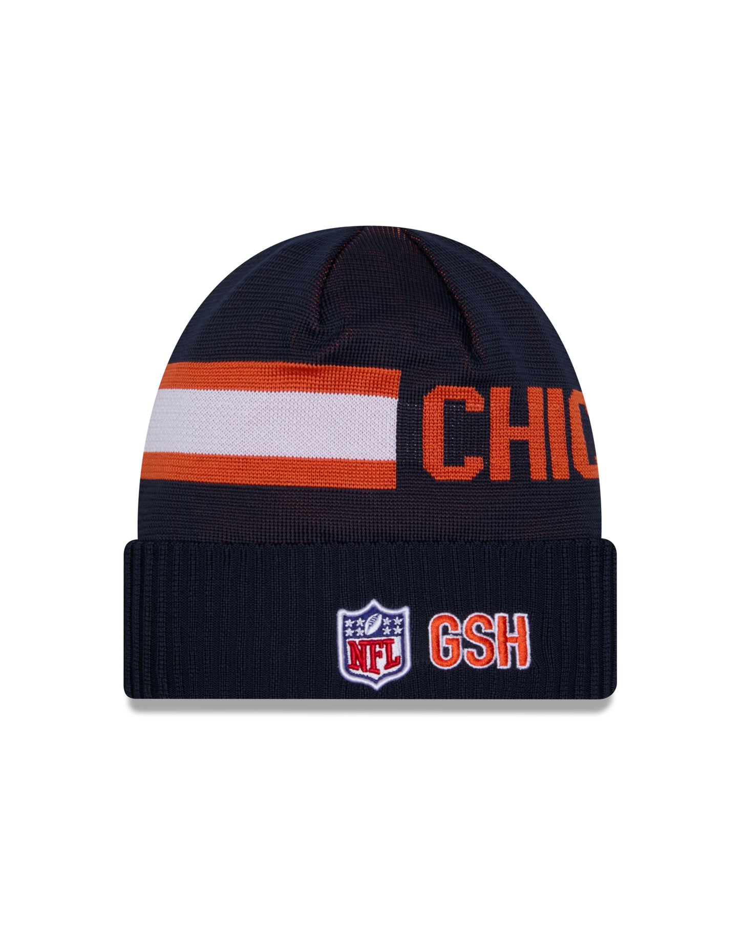 Chicago Bears New Era 2024 NFL B Logo Sideline Navy Tech Knit Hat