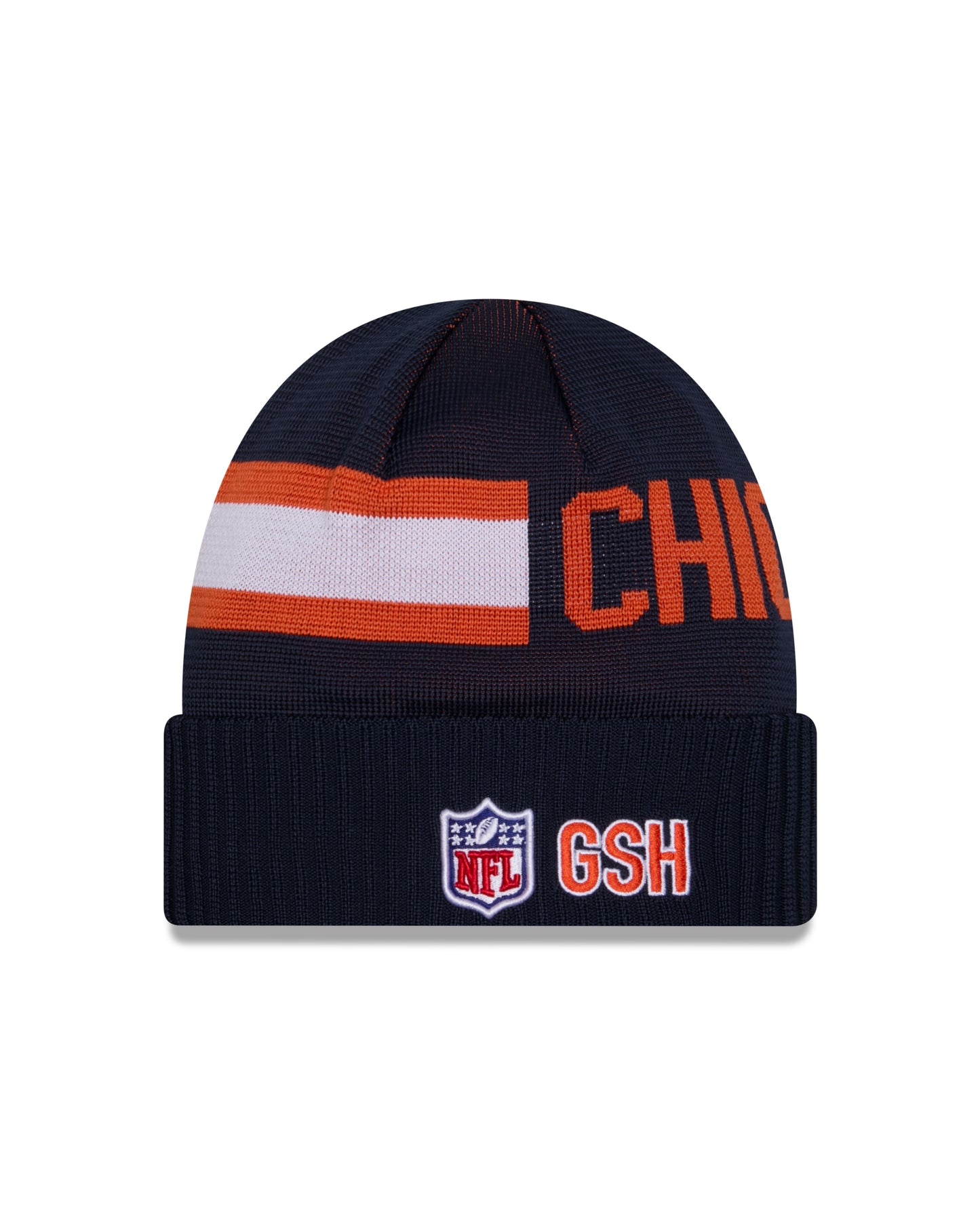 Chicago Bears New Era 2024 NFL Primary Logo Sideline Navy Tech Knit Hat