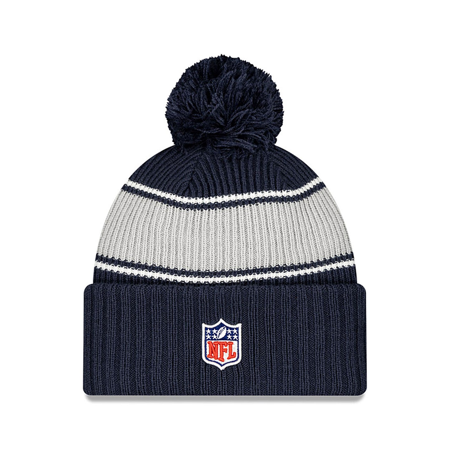 Dallas Cowboys New Era 2024 NFL Sideline Navy Cuffed Pom Knit Hat