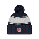 Dallas Cowboys New Era 2024 NFL Sideline Navy Cuffed Pom Knit Hat - Pro Jersey Sports