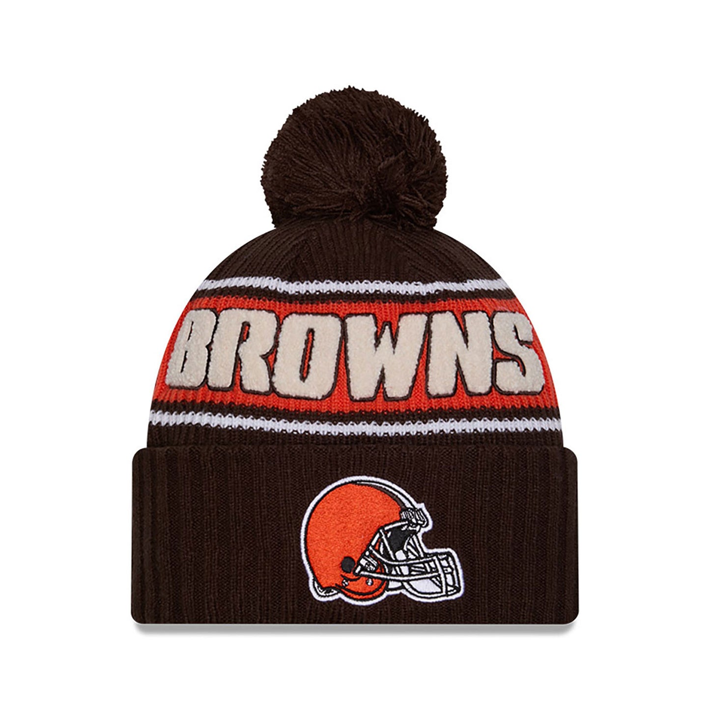 Cleveland Browns New Era 2024 NFL Sideline Brown Cuffed Pom Knit Hat