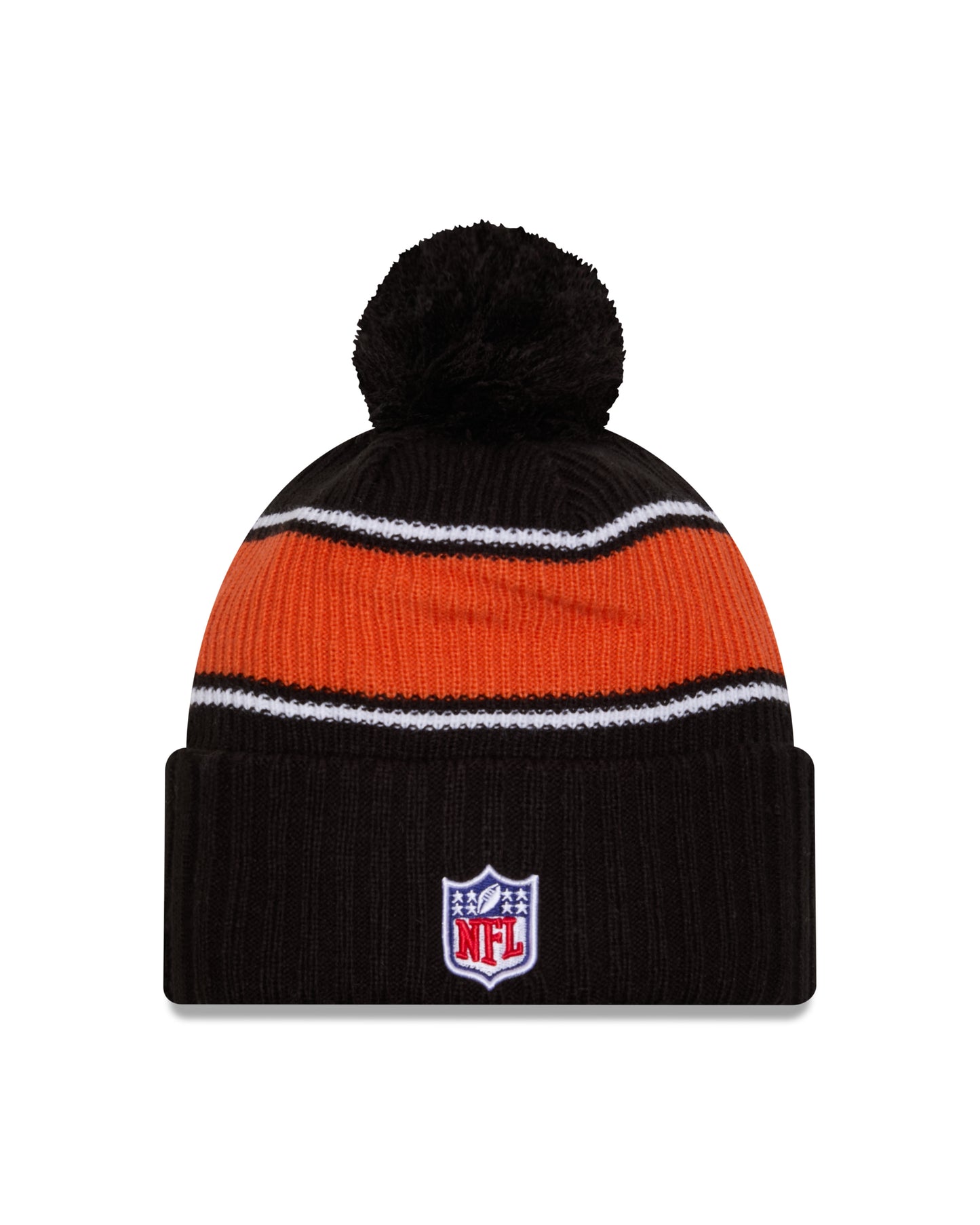 Cincinnati Bengals New Era 2024 NFL Sideline Black Cuffed Pom Knit Hat