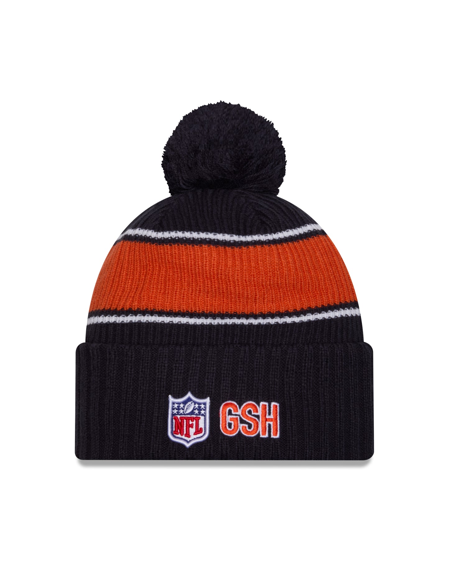 Chicago Bears New Era 2024 NFL Sideline Navy Cuffed Pom Knit Hat