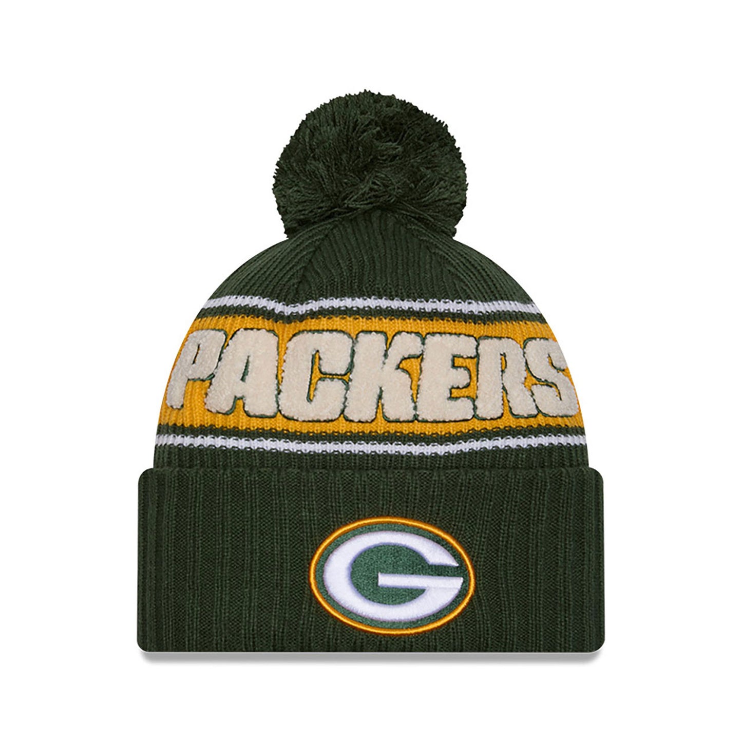 Green Bay Packers New Era 2024 NFL Sideline Green Cuffed Pom Knit Hat