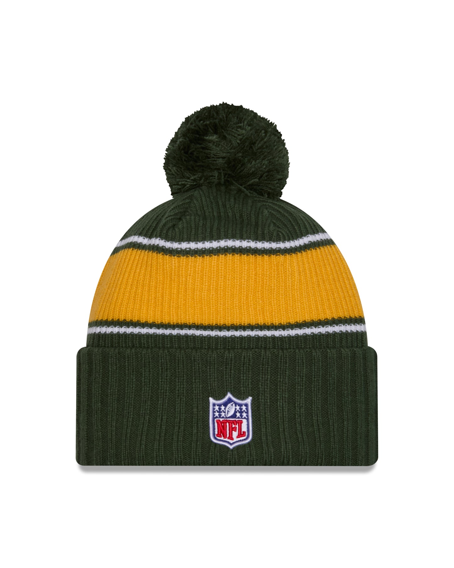 Green Bay Packers New Era 2024 NFL Sideline Green Cuffed Pom Knit Hat