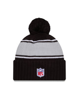Las Vegas Raiders New Era 2024 NFL Sideline Black Cuffed Pom Knit Hat - Pro Jersey Sports