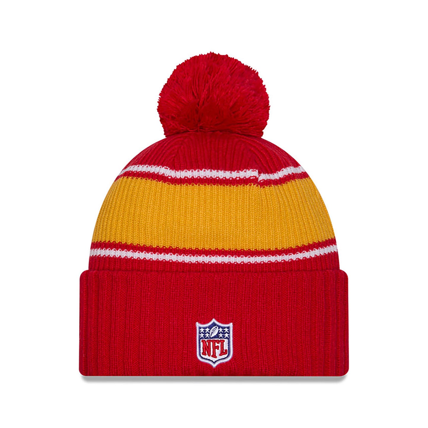 Kansas City Chiefs New Era 2024 NFL Sideline Red Cuffed Pom Knit Hat