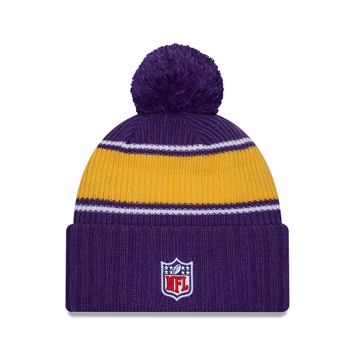 Minnesota Vikings New Era 2024 NFL Sideline Purple Cuffed Pom Knit Hat