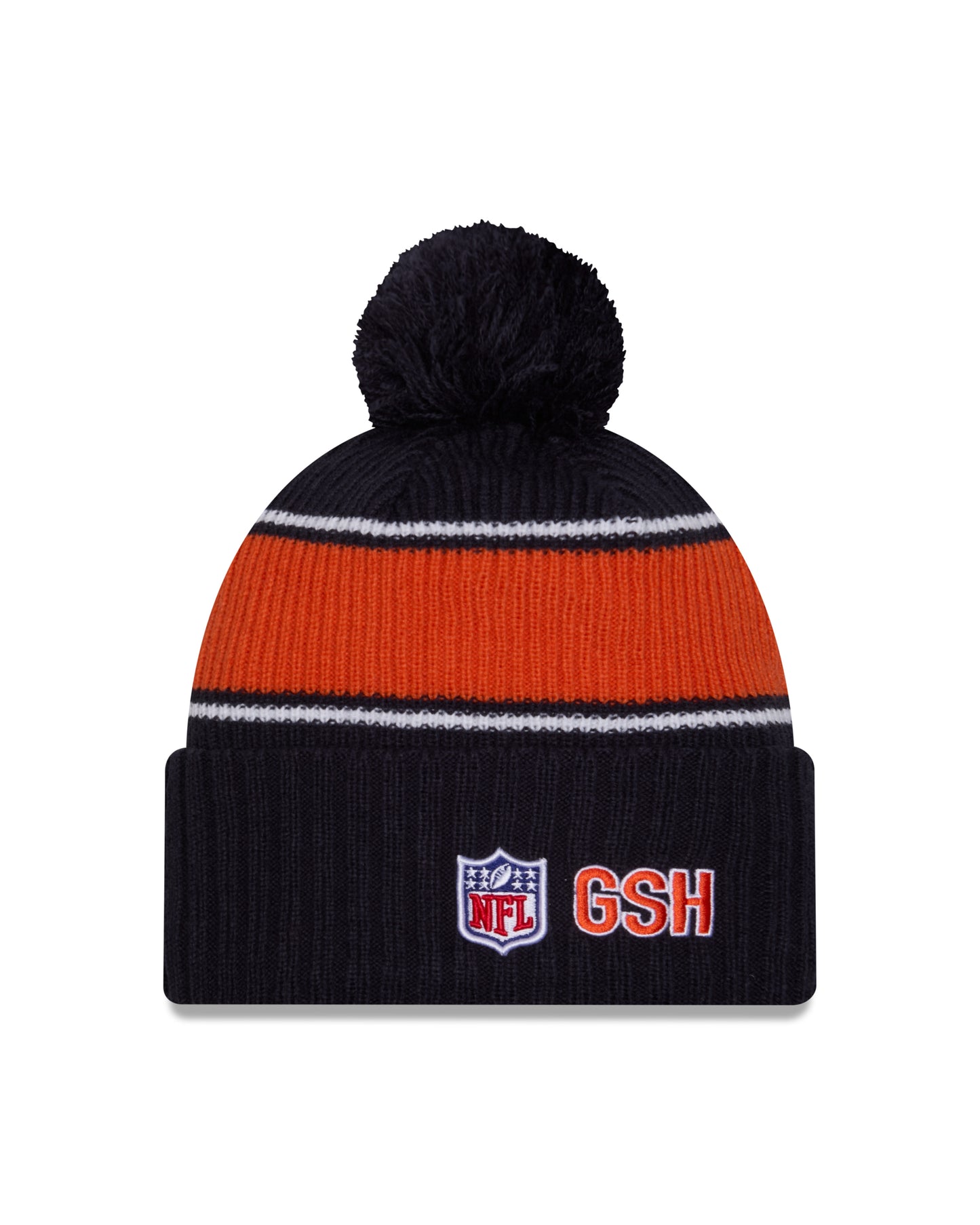 Chicago Bears New Era 2024 NFL Sideline Navy Alternate Logo Cuffed Pom Knit Hat