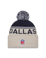 Dallas Cowboys New Era 2024 NFL Sideline Historic Stone/ Navy Cuffed Pom Knit Hat - Pro Jersey Sports