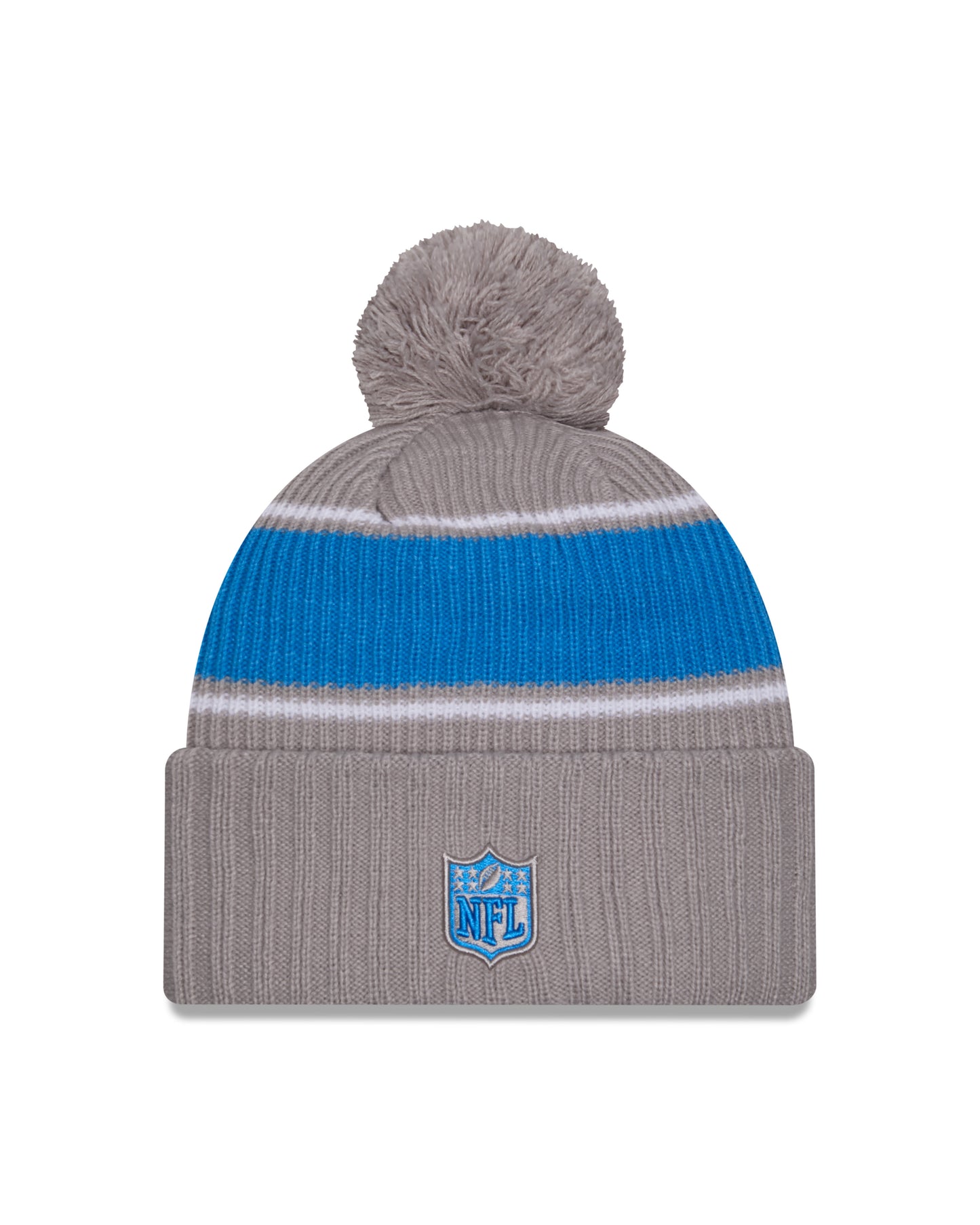 Detroit Lions New Era 2024 NFL Sideline Graphite Cuffed Pom Knit Hat