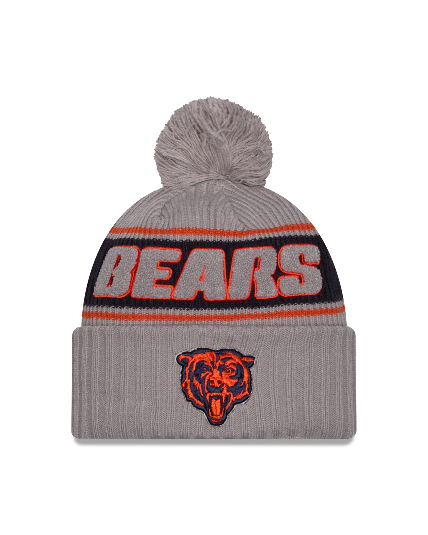 Chicago Bears New Era 2024 NFL Sideline Graphite Cuffed Pom Knit Hat