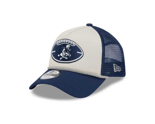 Men's Dallas Cowboys New Era 2024 Sideline Historic Stone/Navy 9FORTY A-Frame Adjustable Hat