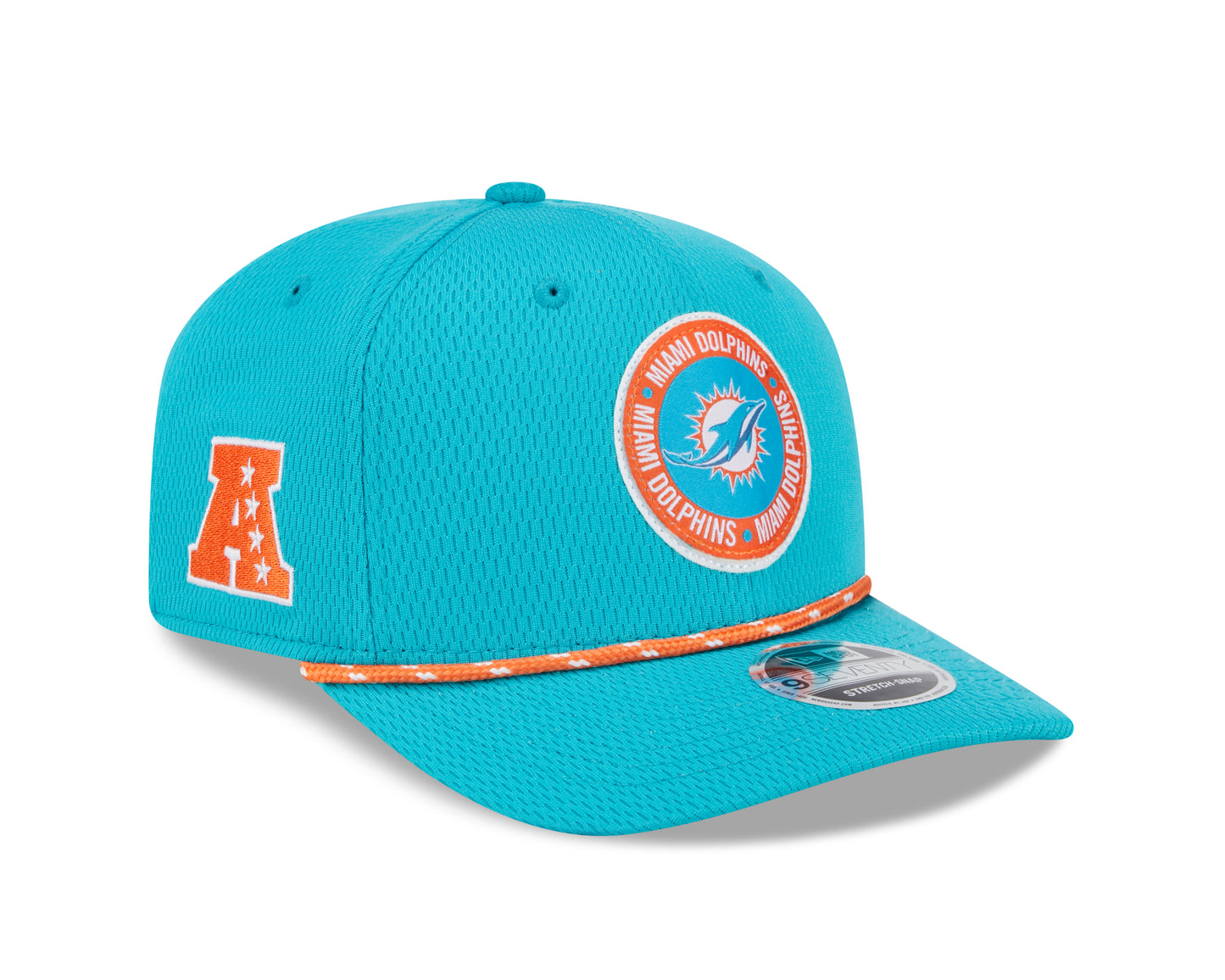 Men's Miami Dolphins New Era 2024 Sideline Aqua 9SEVENTY Adjustable Hat