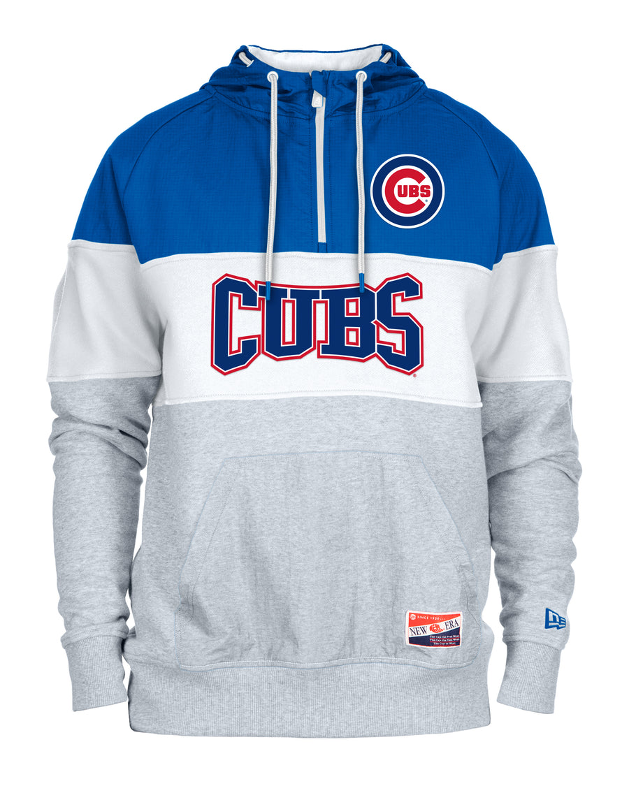 Mens Chicago Cubs New Era White/Royal/Gray Half Zip Hoodie