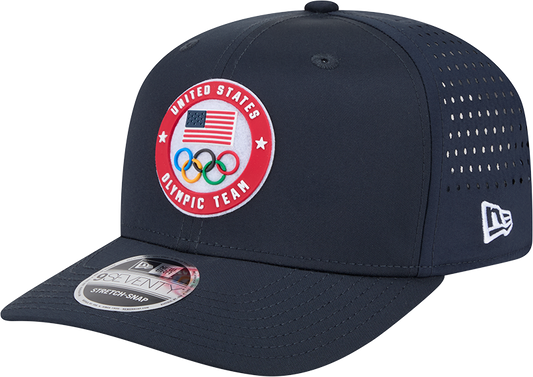 Team USA Olympics Navy Performance New Era 9SEVENTY Stretch Snap Adjustable Hat - Pro Jersey Sports