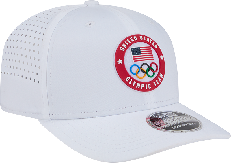 Team USA Olympics White Performance New Era 9SEVENTY Stretch Snap Adjustable Hat - Pro Jersey Sports
