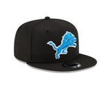 Detroit Lions New Era Black Primary Logo Basic 9FIFTY Adjustable Hat - Pro Jersey Sports