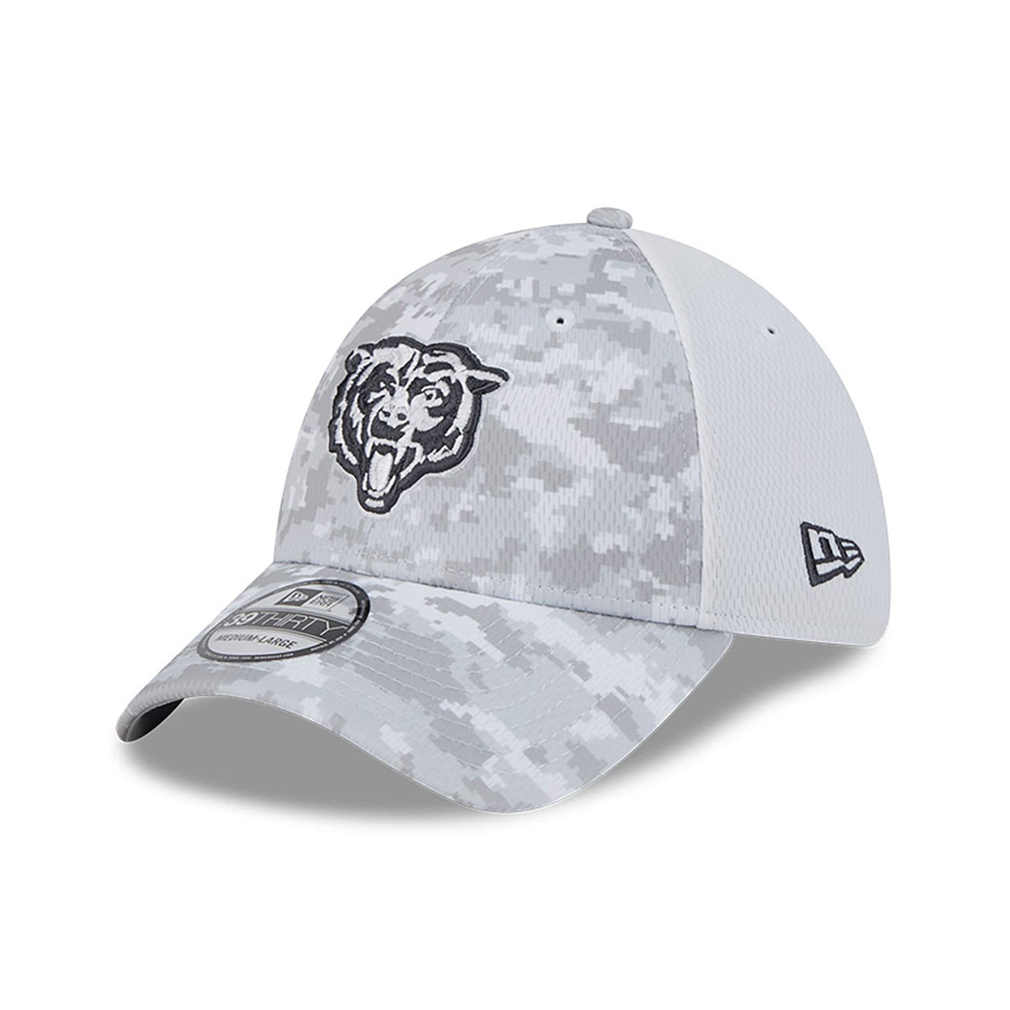 Chicago Bears New Era Arctic Camo/White 2024 Salute to Service Primary Logo 39THIRTY Flex Hat