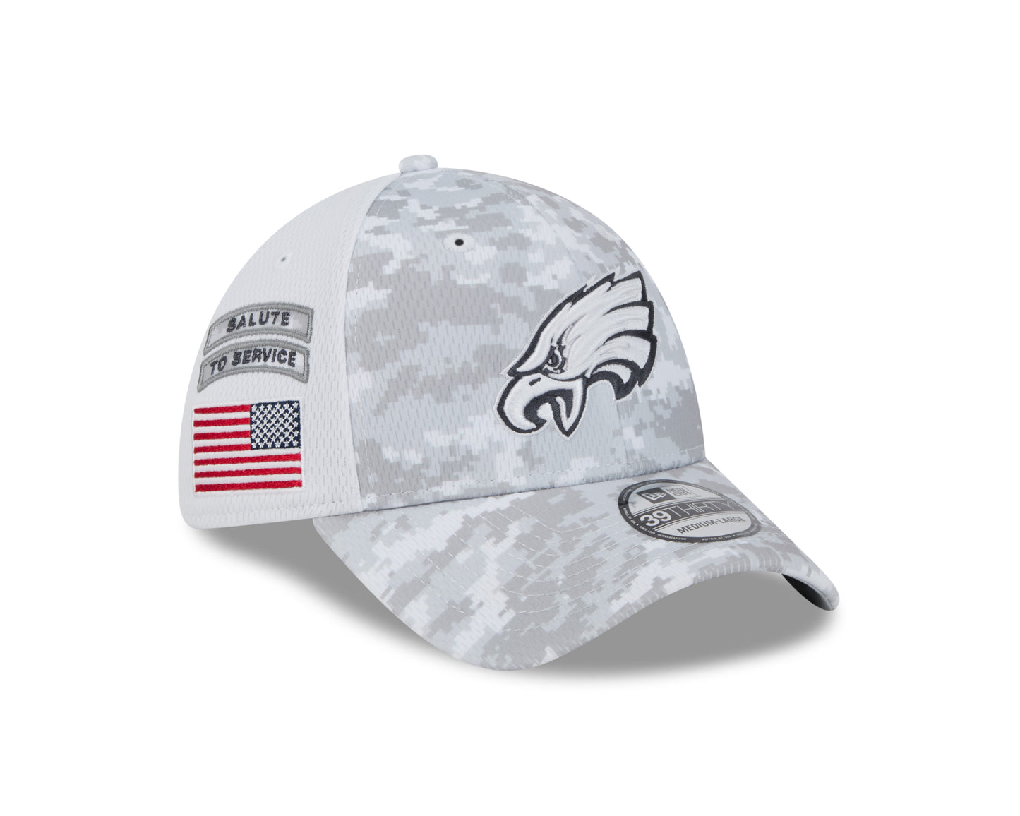 Philadelphia Eagles New Era Arctic Camo/White 2024 Salute to Service 39THIRTY Flex Hat