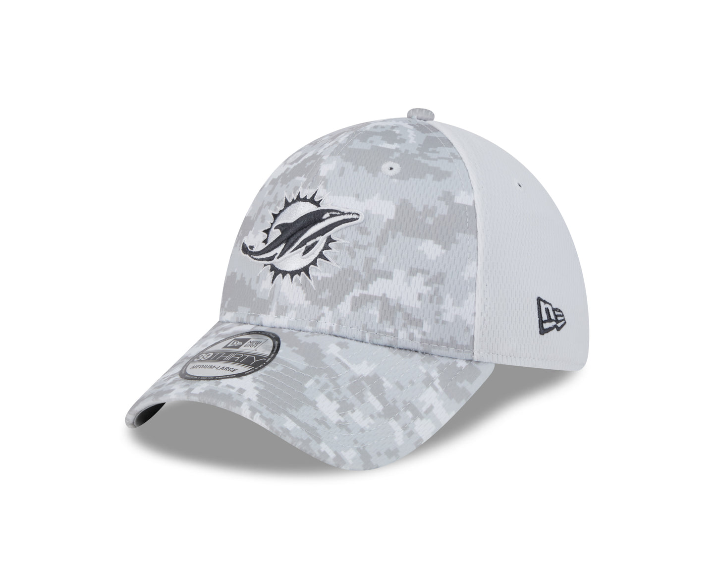 Miami Dolphins New Era Arctic Camo/White 2024 Salute to Service 39THIRTY Flex Hat