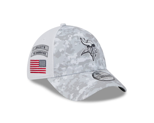 Minnesota Vikings New Era Arctic Camo/White 2024 Salute to Service 39THIRTY Flex Hat