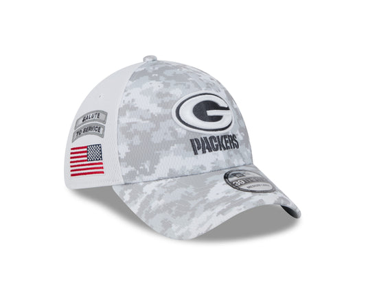 Green Bay Packers New Era Arctic Camo/White 2024 Salute to Service 39THIRTY Flex Hat